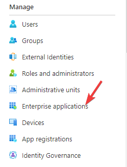 click on enterprise applications on the left of azure active directory
