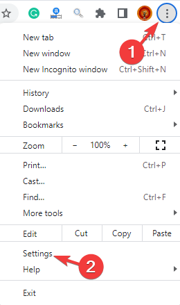 Click on three dots in Chrome and select Settings
