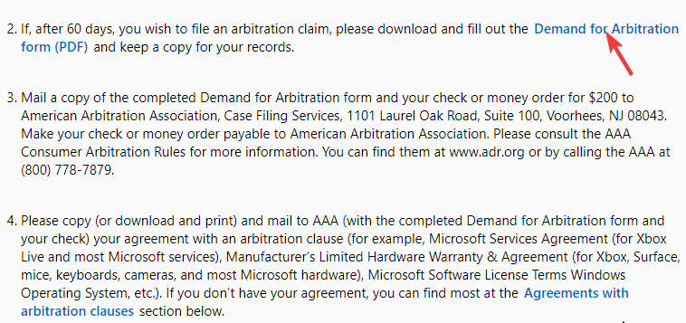 download Demand for arbitration form pdf