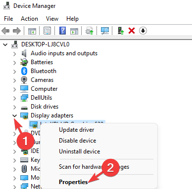 right click on device in device manager and click on Properties
