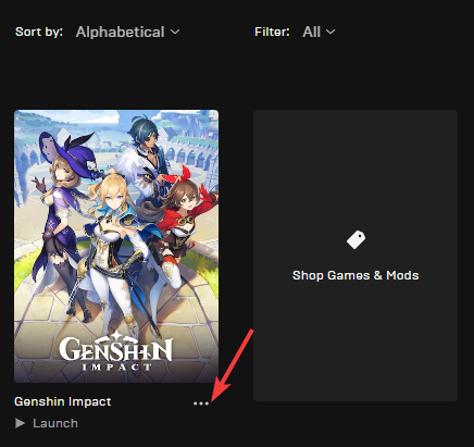 Click n the three dots below Genshin Impact