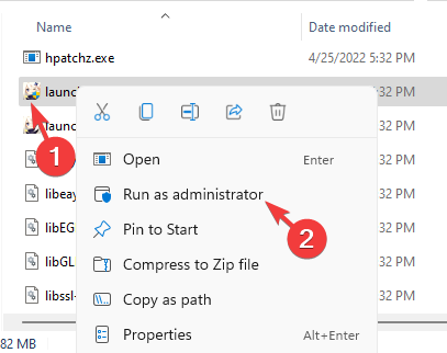 Right-click on Launcher.exe in the game folder and select Run as administrator