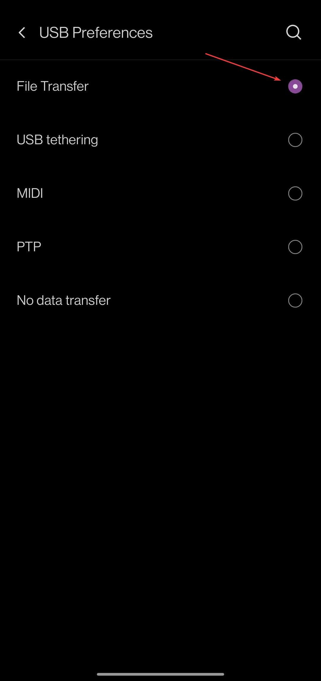 Switch to file transfer.