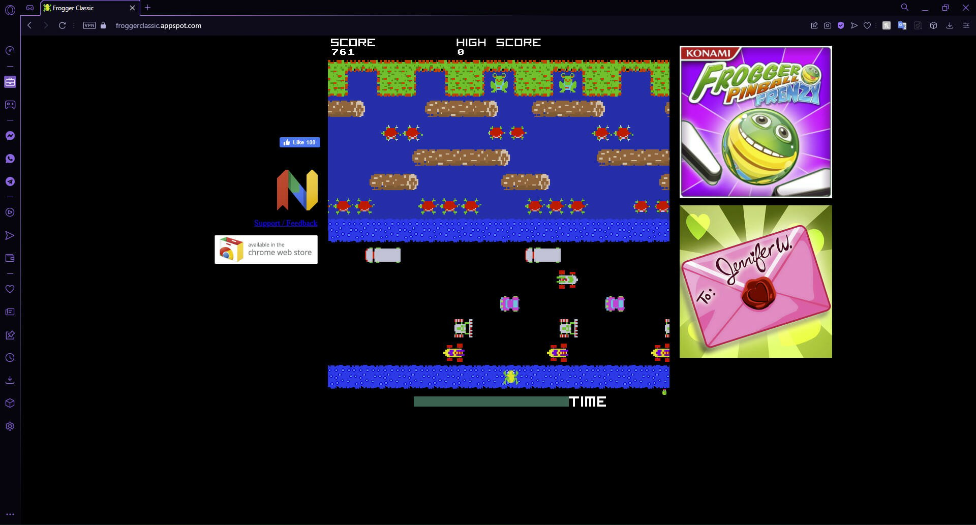 Frogger classic game.