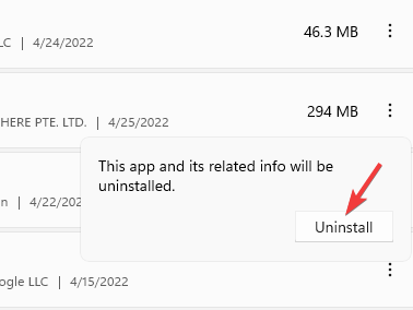 Click Uninstall again in the confirmation prompt