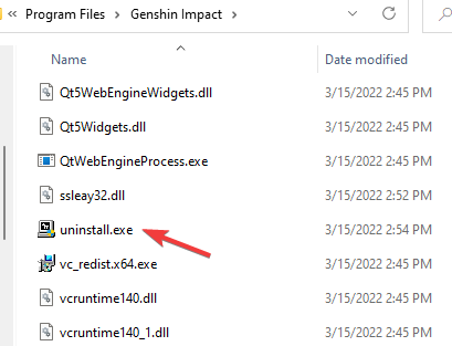 Double click on Uninstall.exe in Genshin Impact folder