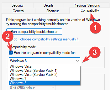 Run this program in compatibility mode for