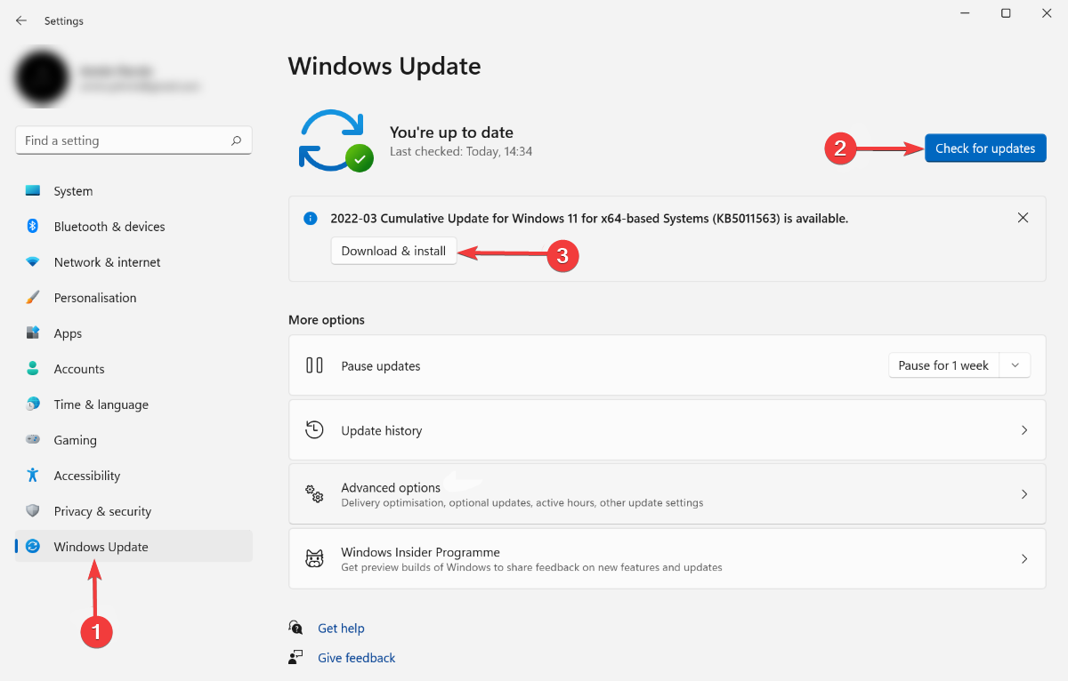Installing Windows update