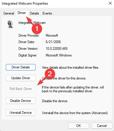 Select driver tab in properties and click on Roll back driver