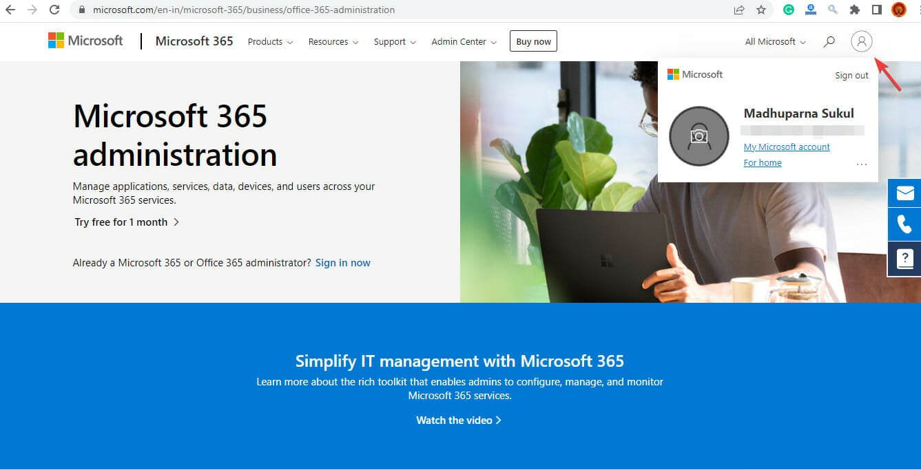 sign into Microsoft 365 admin center