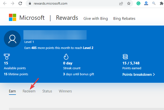 Microsoft rewards - Roblox