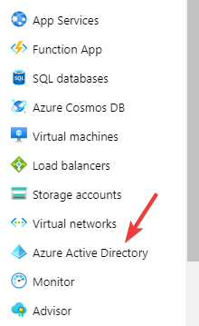 Select Azure Active Directory on the left of Azure portal