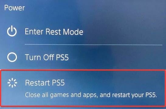 PlayStationの再起動オプション