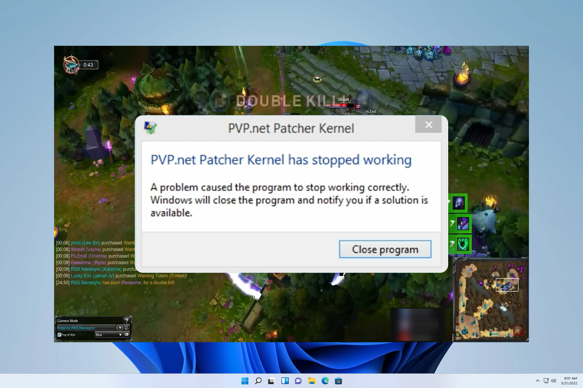 PVP.net patcher kernel has stopped working