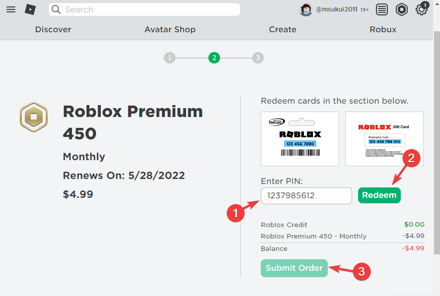 Why are the Roblox Gift Cards not working when I redeem them