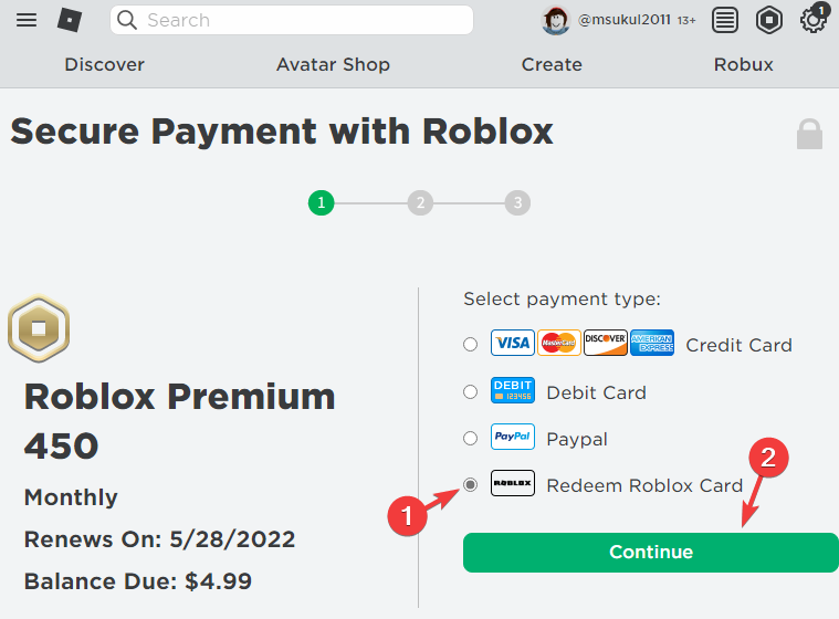 Reedeming Digital Code Roblox--100 Robux in Microsoft Rewards