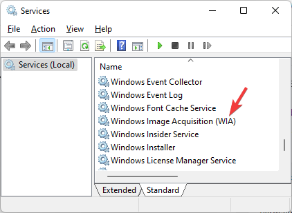 Find Windows Image Acquisition (WIA) in Services and double click
