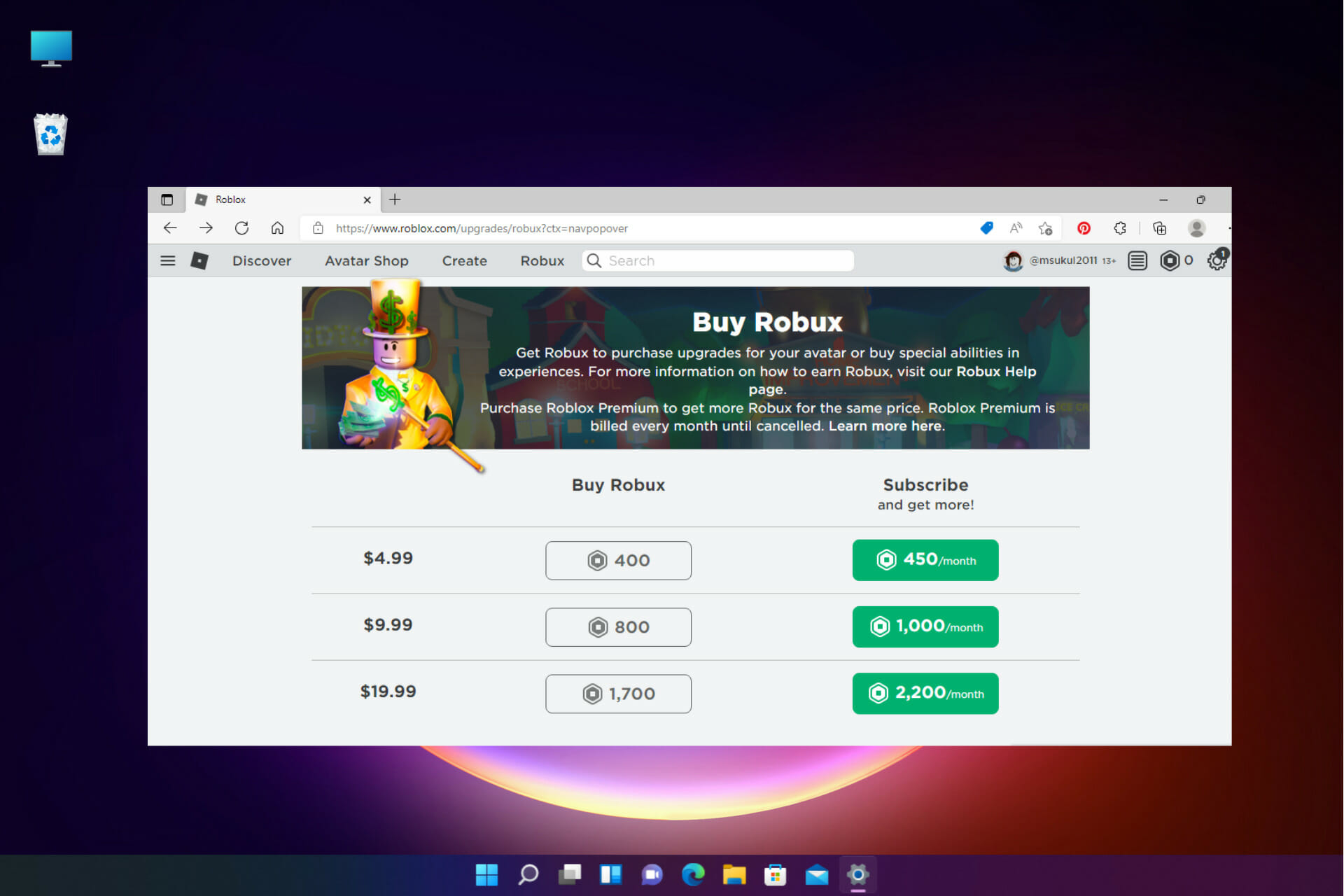 Buy Roblox subscription from Roblox game app