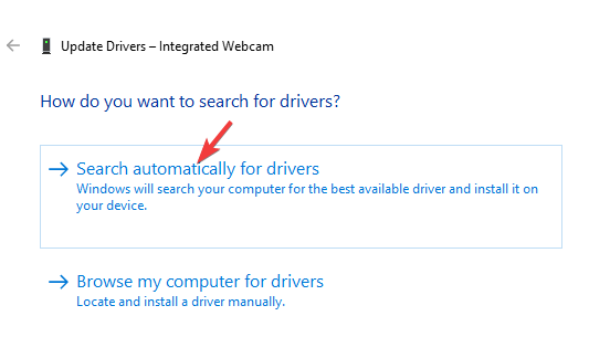 Select Search automatically for drivers in update drivers