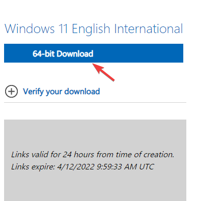 Click on Windows 11 64-bit Download link
