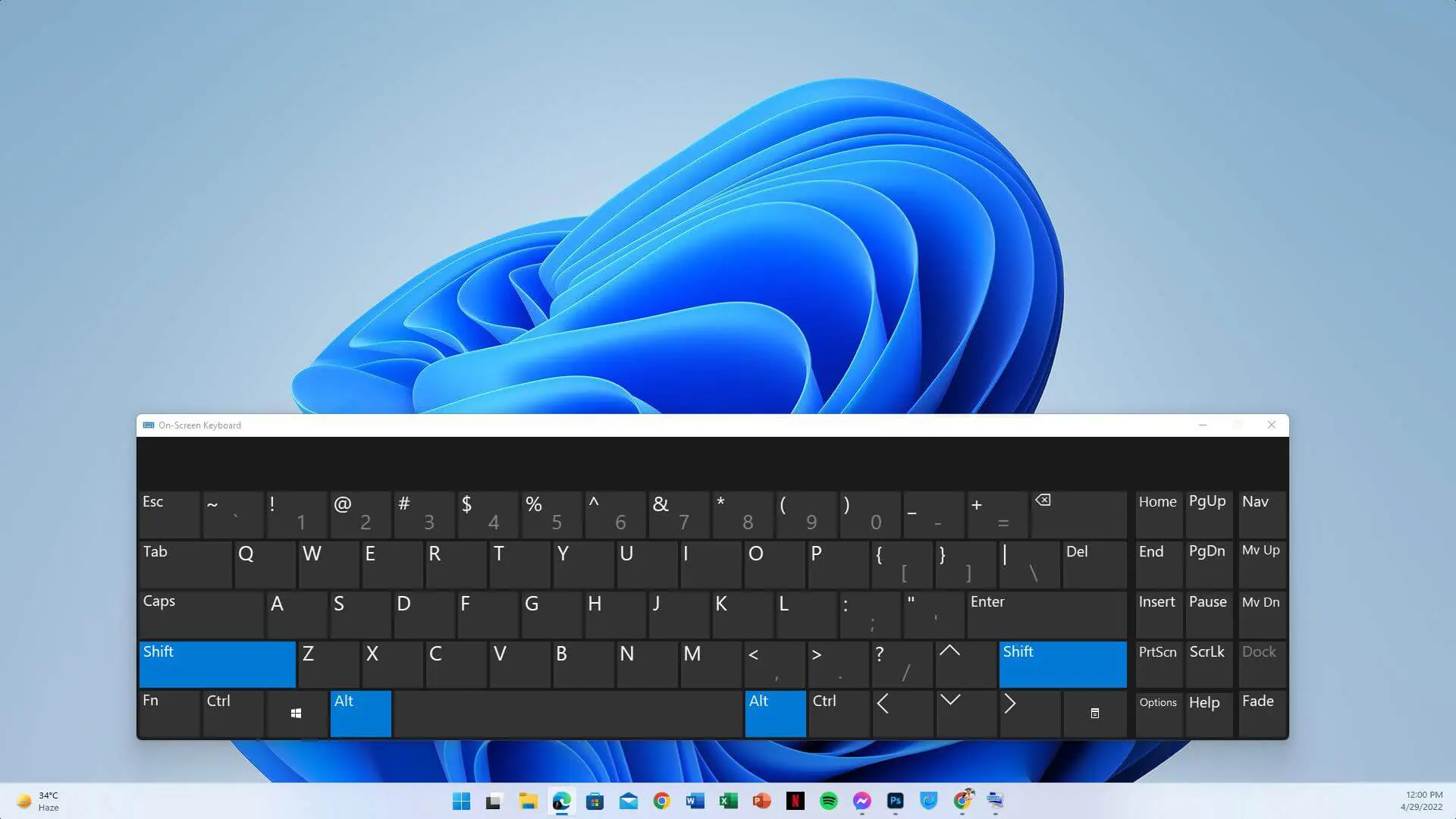 Windows 11 on screen keyboard