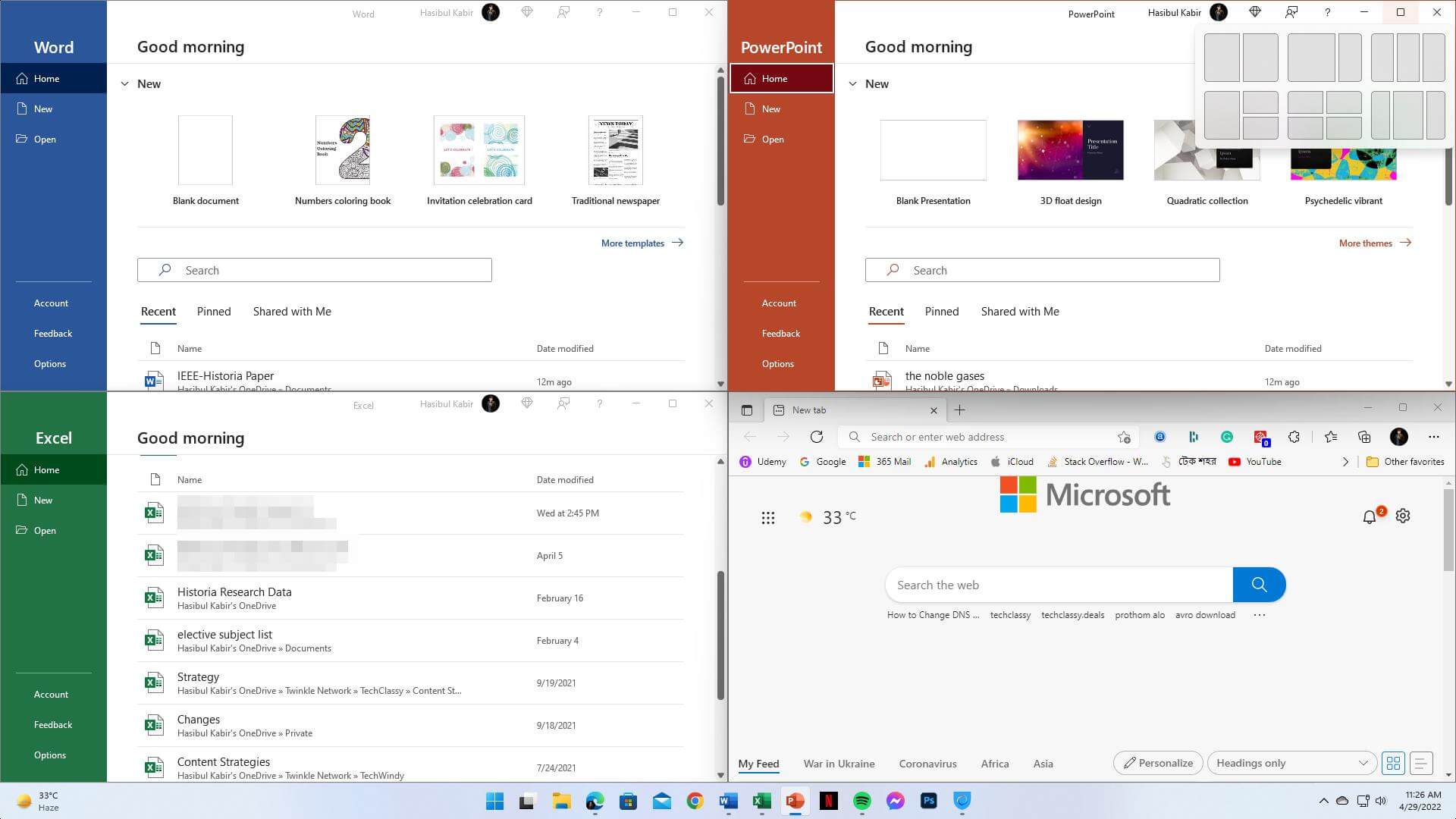 Windows 11 snap layout