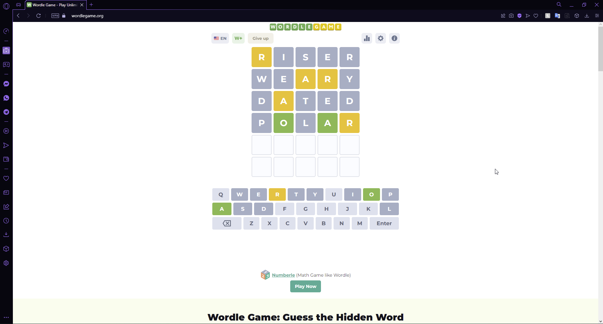 Wordle puzzle game.