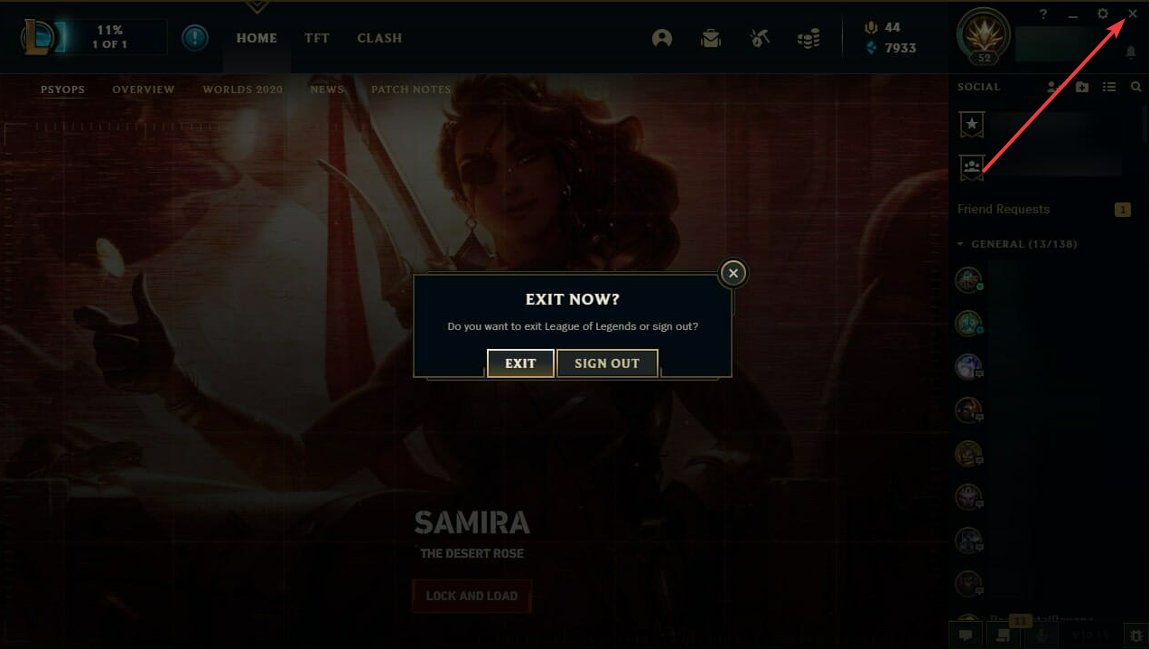 There was an unexpected error with the login session League of Legends