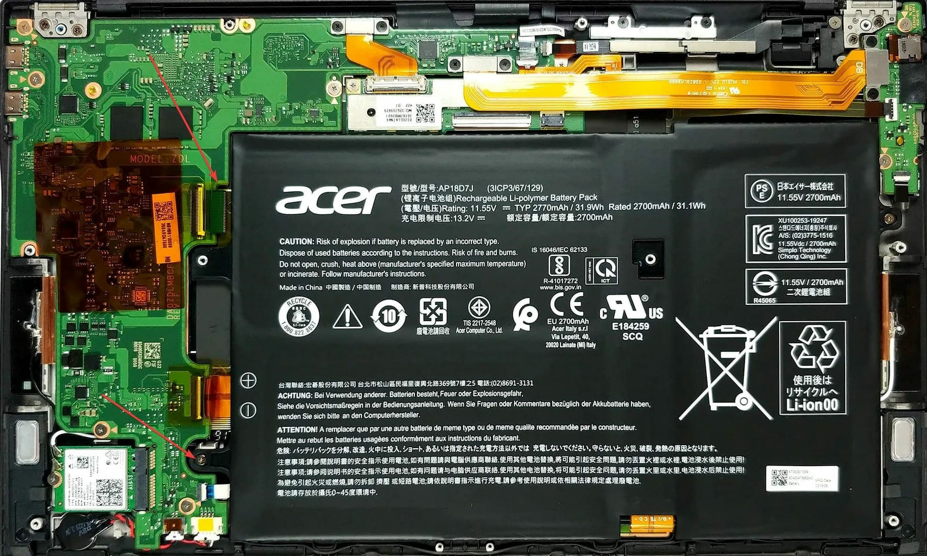 Acer Swift 7 internals.