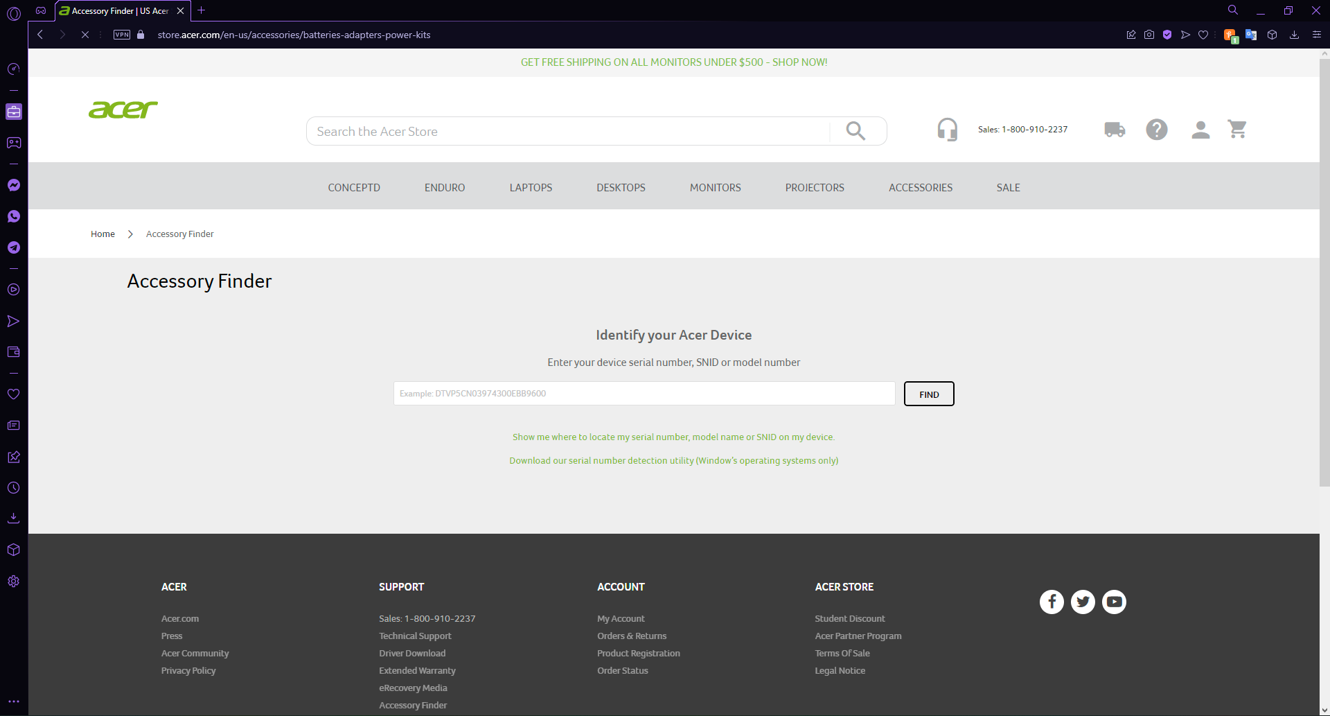 Acer website.