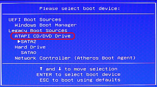 Boot Device Options