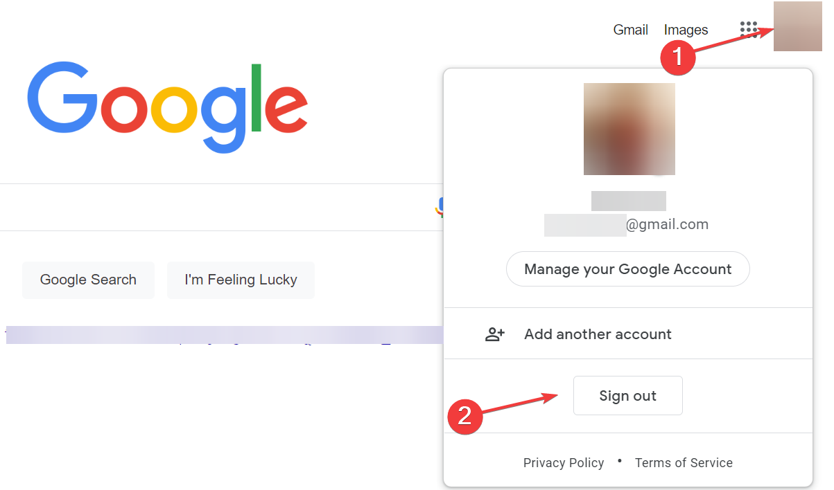Sign out to fix google not deleting search history