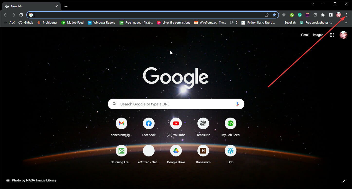 Google Chrome browser home