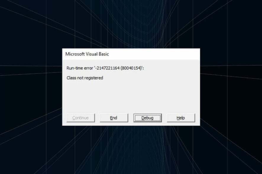 Fix Class not registered VBA error