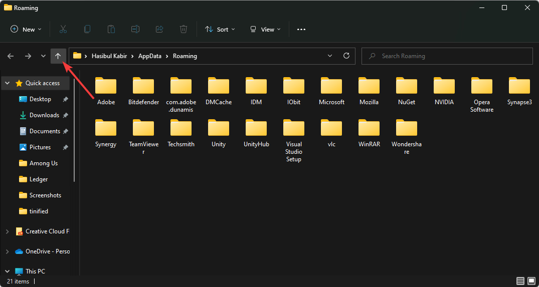 clicking up icon file explorer windows