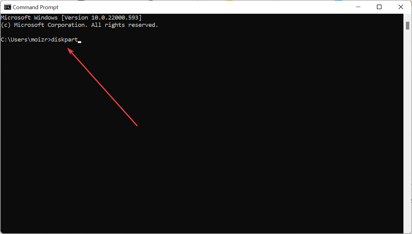 Running diskpart command using command prompt