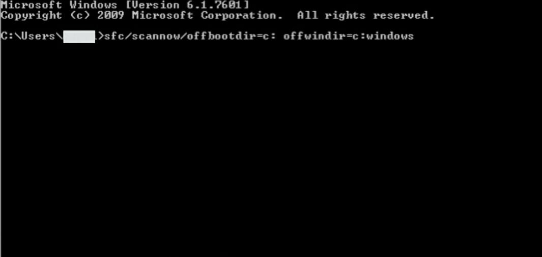 Using command prompt to run SFC scan