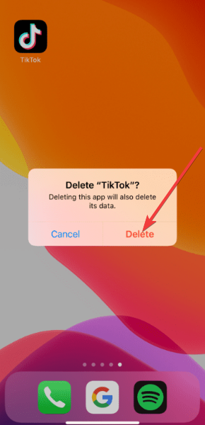 confirm delete tiktok network error
