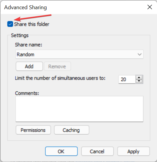 Share this folder to fix windows 11 network sharing not working