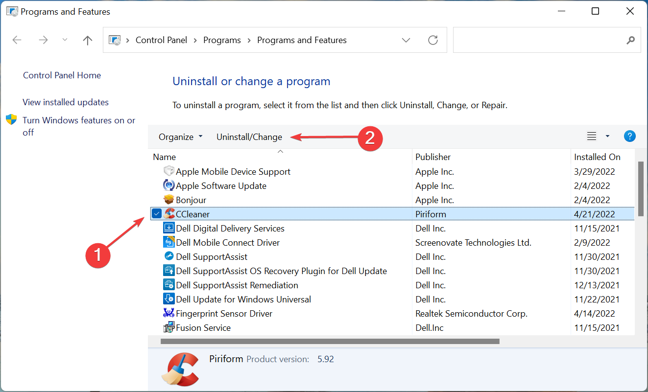 Uninstall to fix ccleaner keeps disappearing