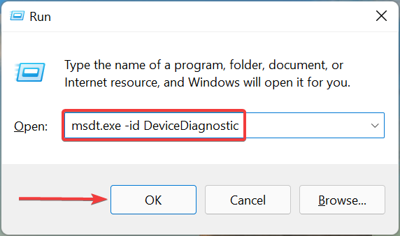Hardware and Devices troubleshooter to fix windows 11 not responding to clicks