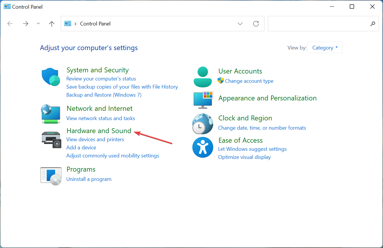 Hardware and Sound to fix device manager power management tab missing