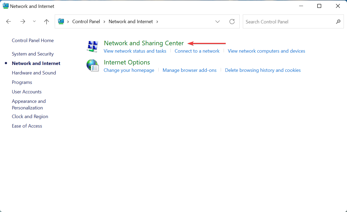 Network and Sharing center to find windows 11 ip adress