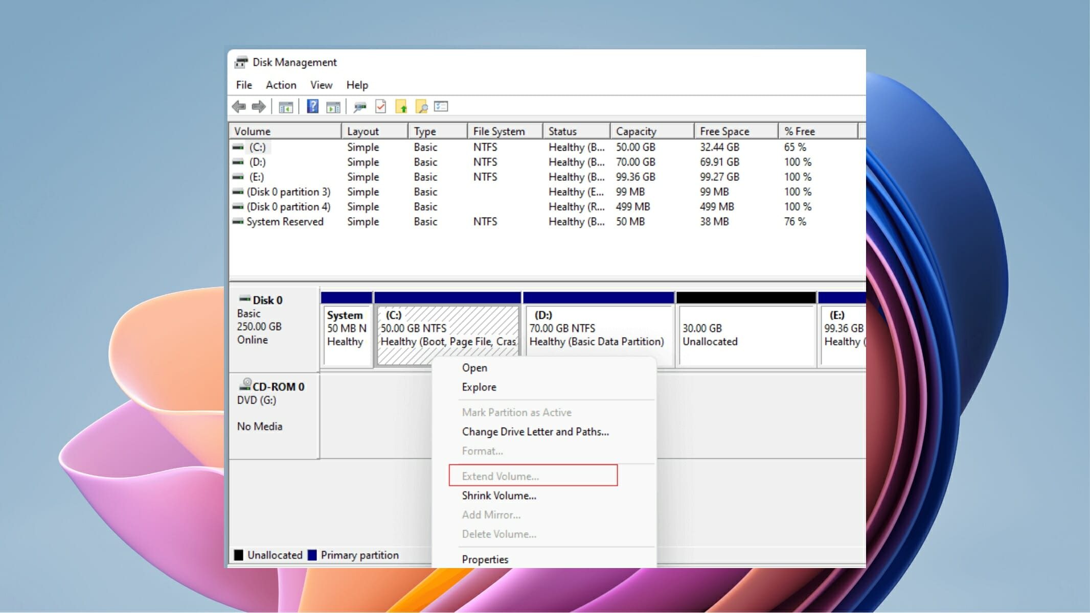 extend volume greyed out windows 10 c drive