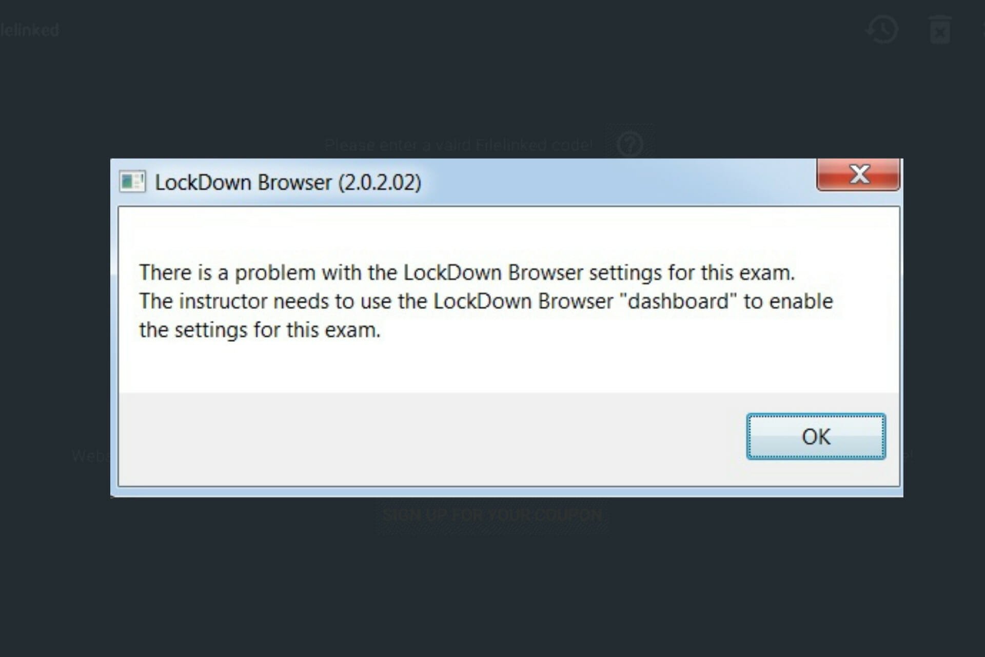 Respondus LockDown Browser error code