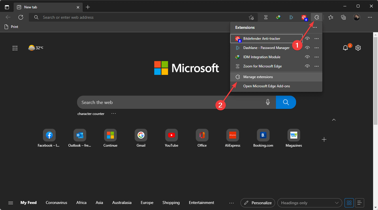 going manage extensions microsoft edge