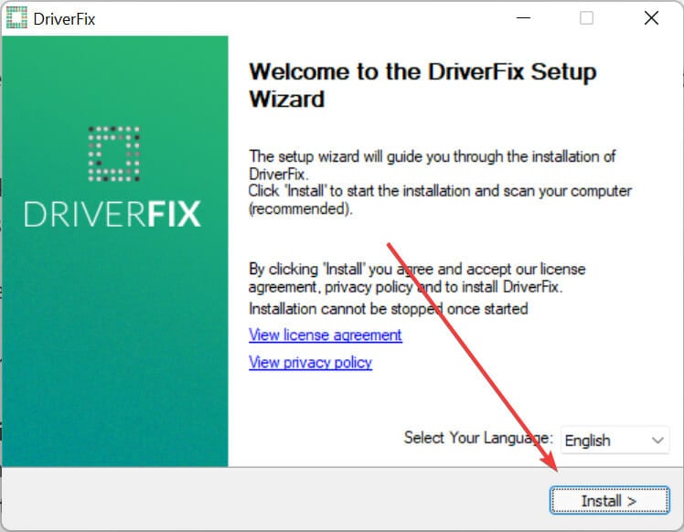 Installing DriverFix