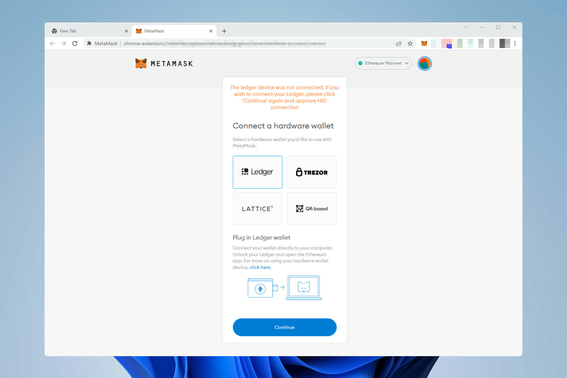 how to fix MetaMask not connecting to Ledger issue