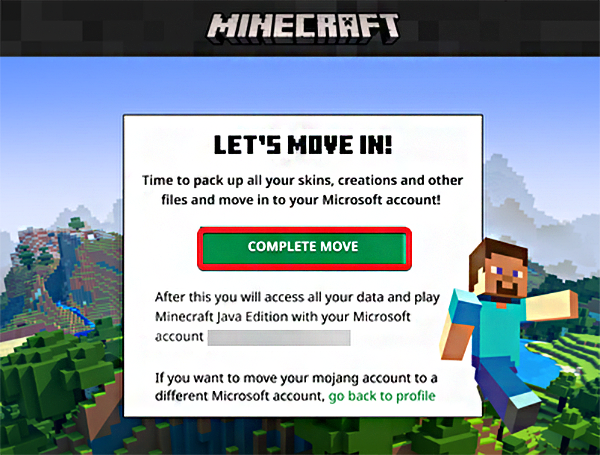 connect mojang account to xbox completed