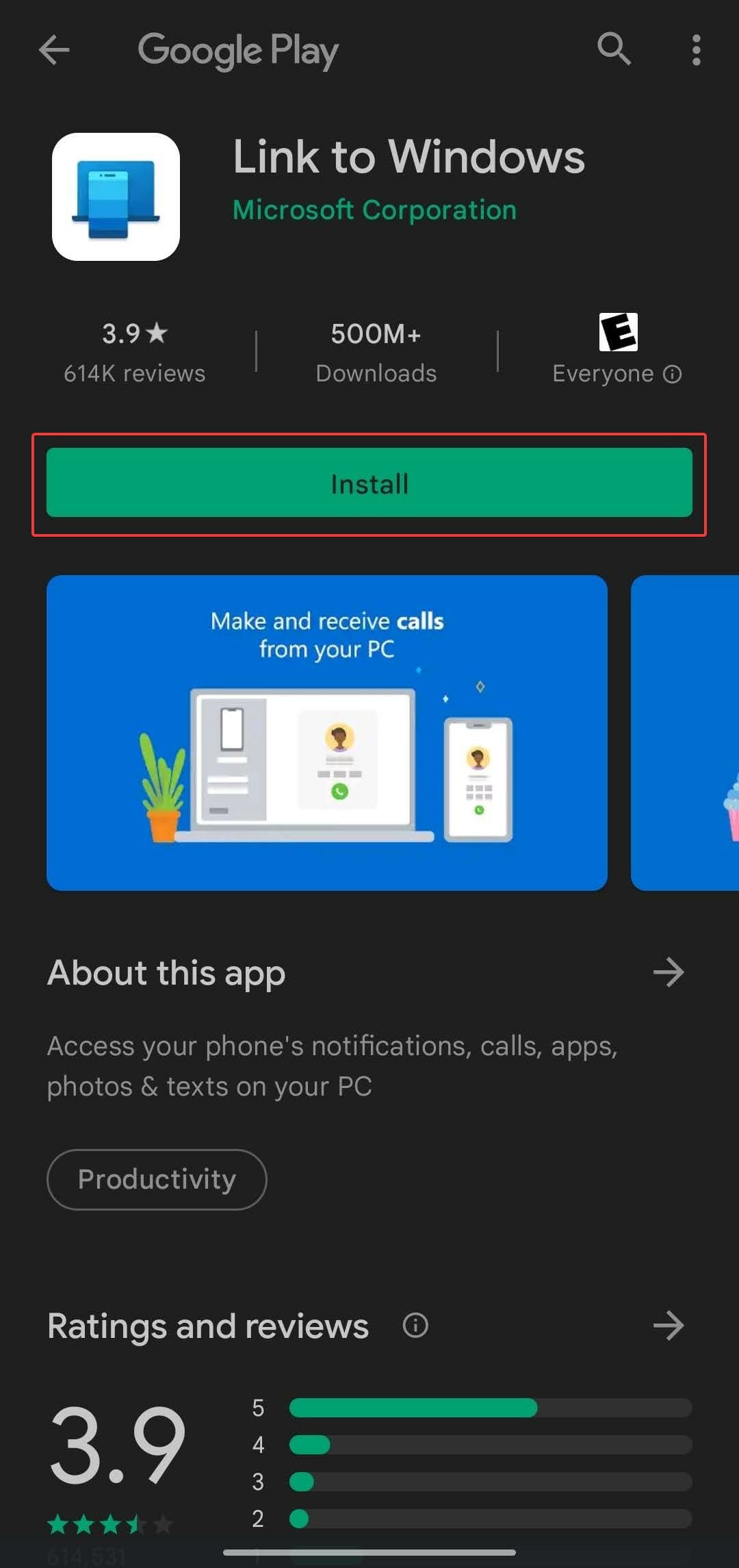 Install Link to Windows app.